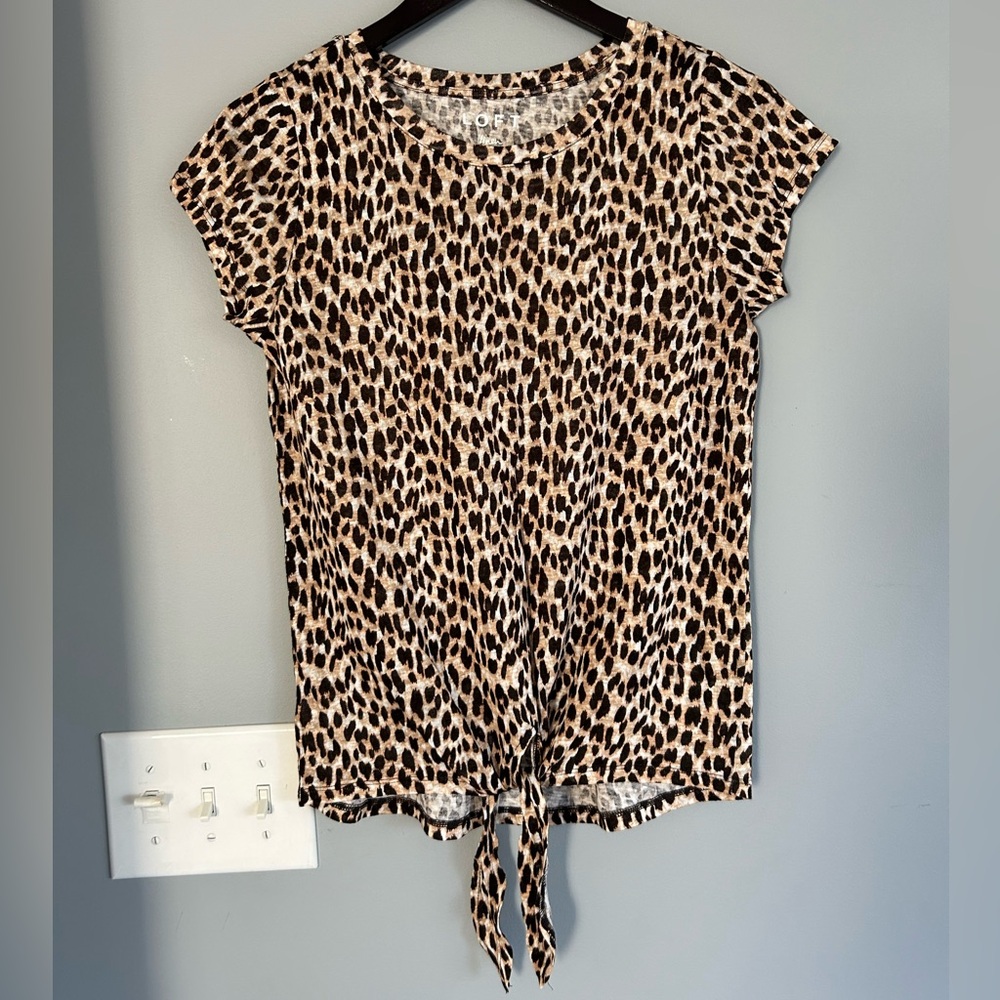 Cheetah print linen top from LOFT